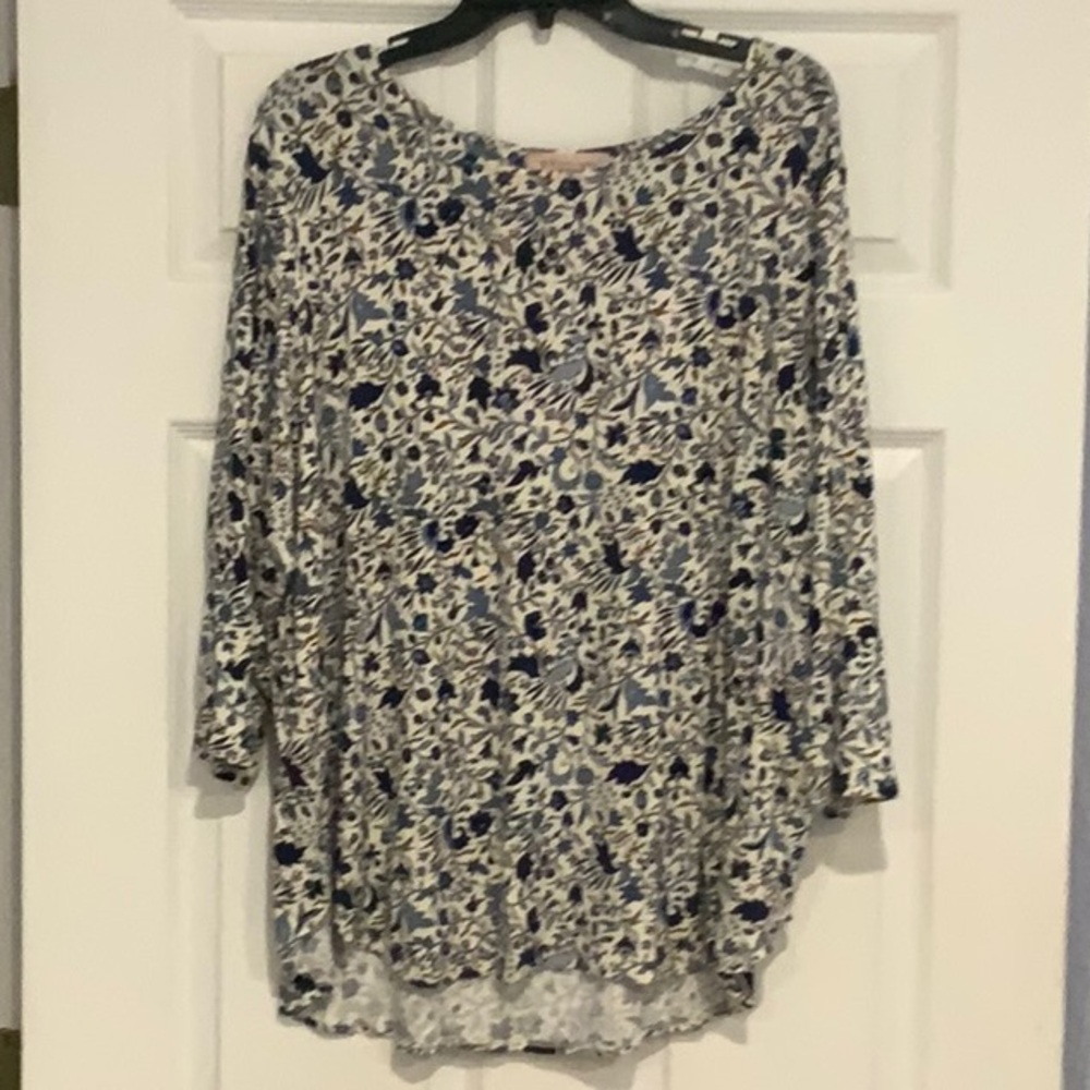 Philosophy Blue and White Floral Top